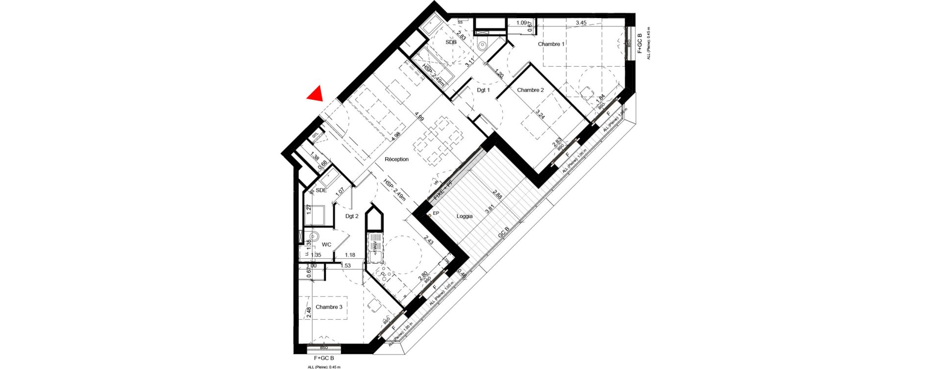 Appartement T4 de 83,30 m2 &agrave; Villeurbanne Gratte-ciel - dedieu - charmettes