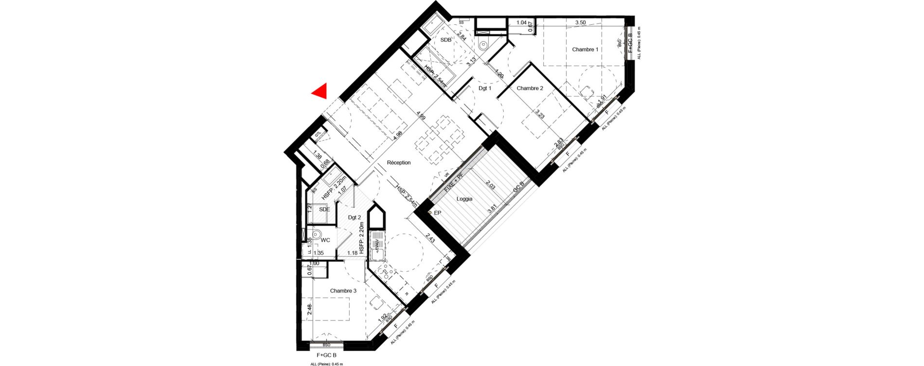 Appartement T4 de 83,30 m2 &agrave; Villeurbanne Gratte-ciel - dedieu - charmettes
