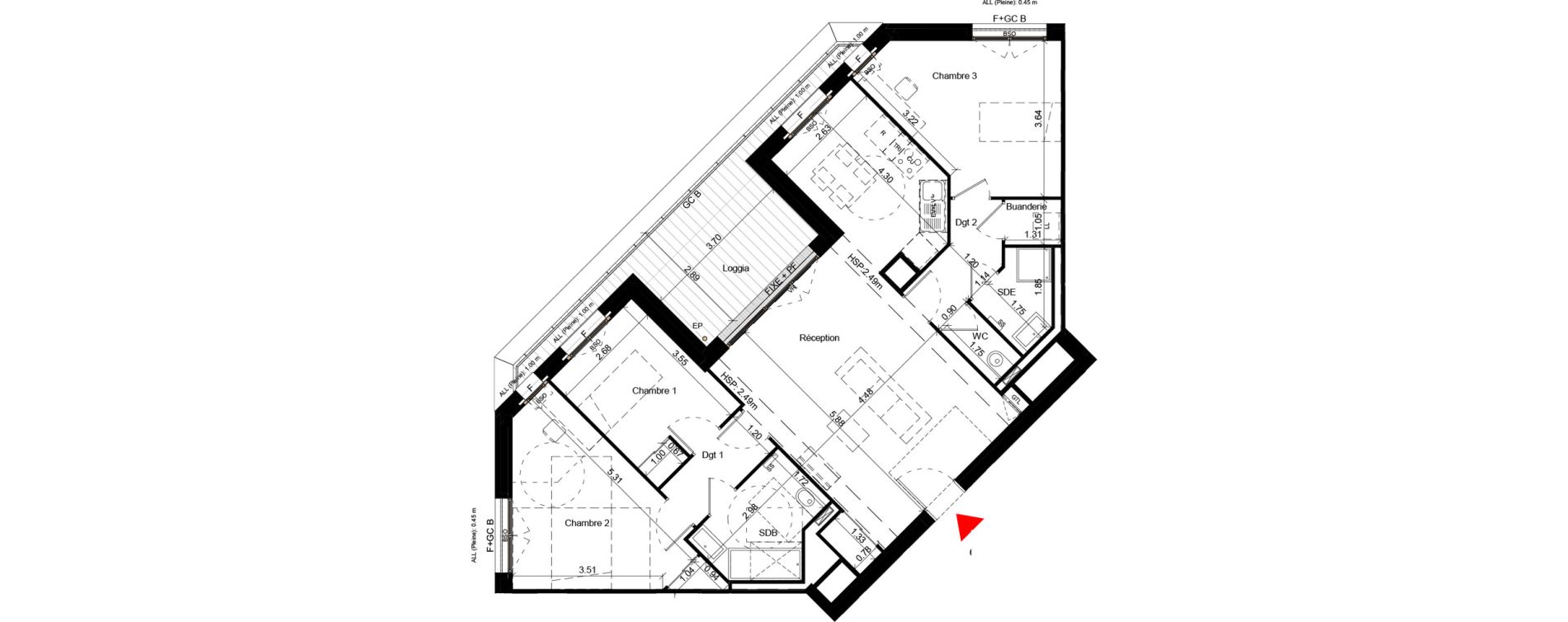Appartement T4 de 94,40 m2 &agrave; Villeurbanne Gratte-ciel - dedieu - charmettes