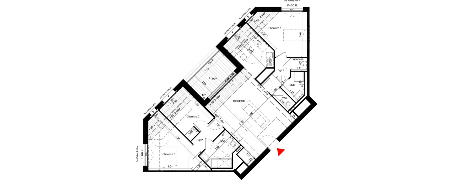 Appartement T4 de 93,80 m2 &agrave; Villeurbanne Gratte-ciel - dedieu - charmettes