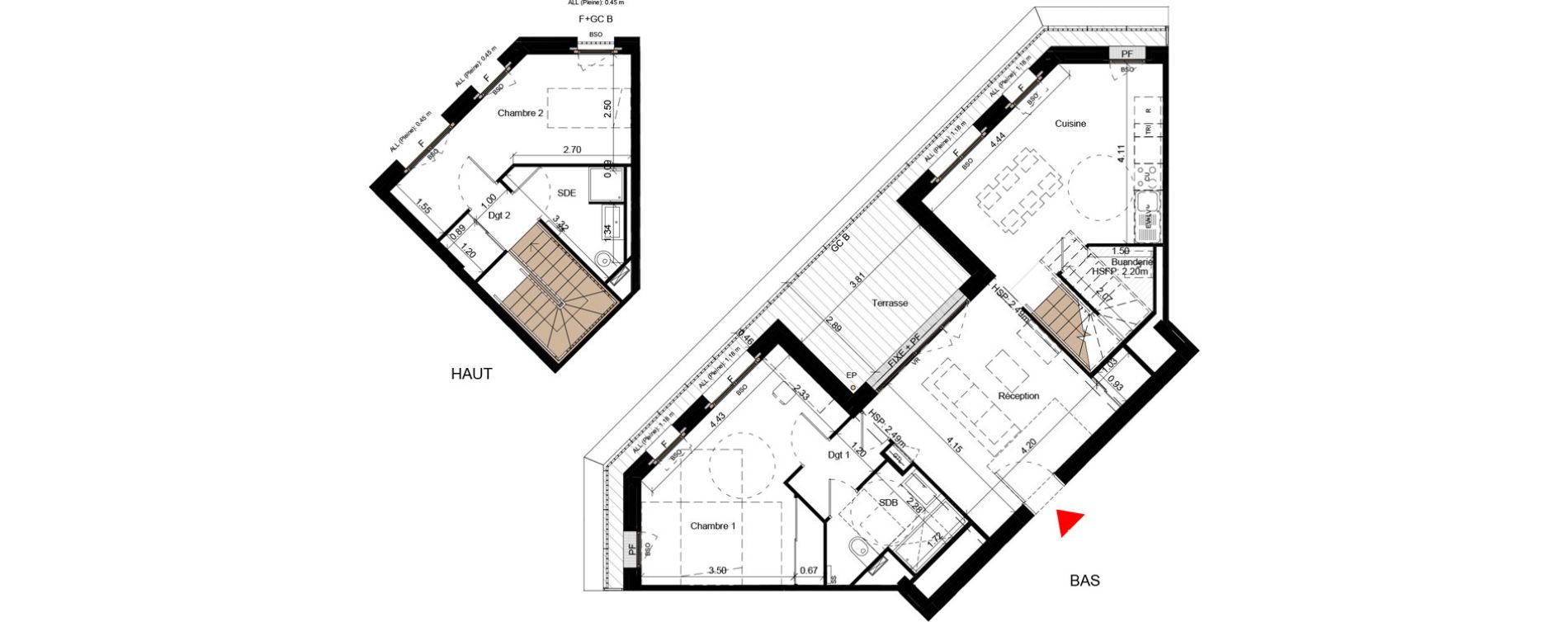 Duplex T3 de 83,50 m2 &agrave; Villeurbanne Gratte-ciel - dedieu - charmettes