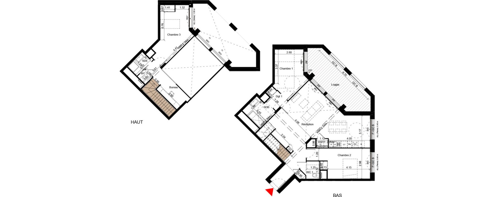 Duplex T4 de 112,30 m2 &agrave; Villeurbanne Gratte-ciel - dedieu - charmettes