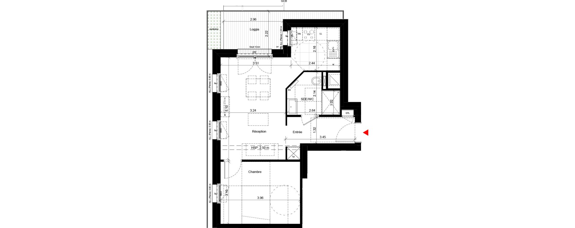Appartement T2 de 44,10 m2 &agrave; Villeurbanne Gratte-ciel - dedieu - charmettes