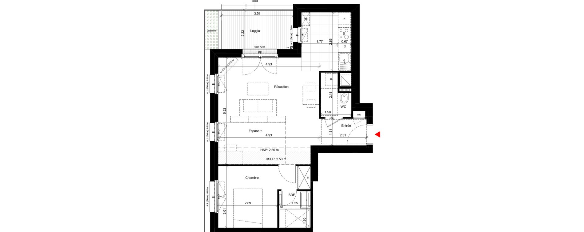 Appartement T2 de 50,80 m2 &agrave; Villeurbanne Gratte-ciel - dedieu - charmettes