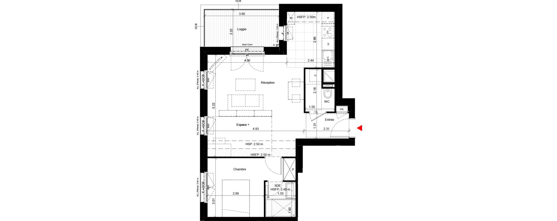 Appartement T2 de 50,80 m2 &agrave; Villeurbanne Gratte-ciel - dedieu - charmettes