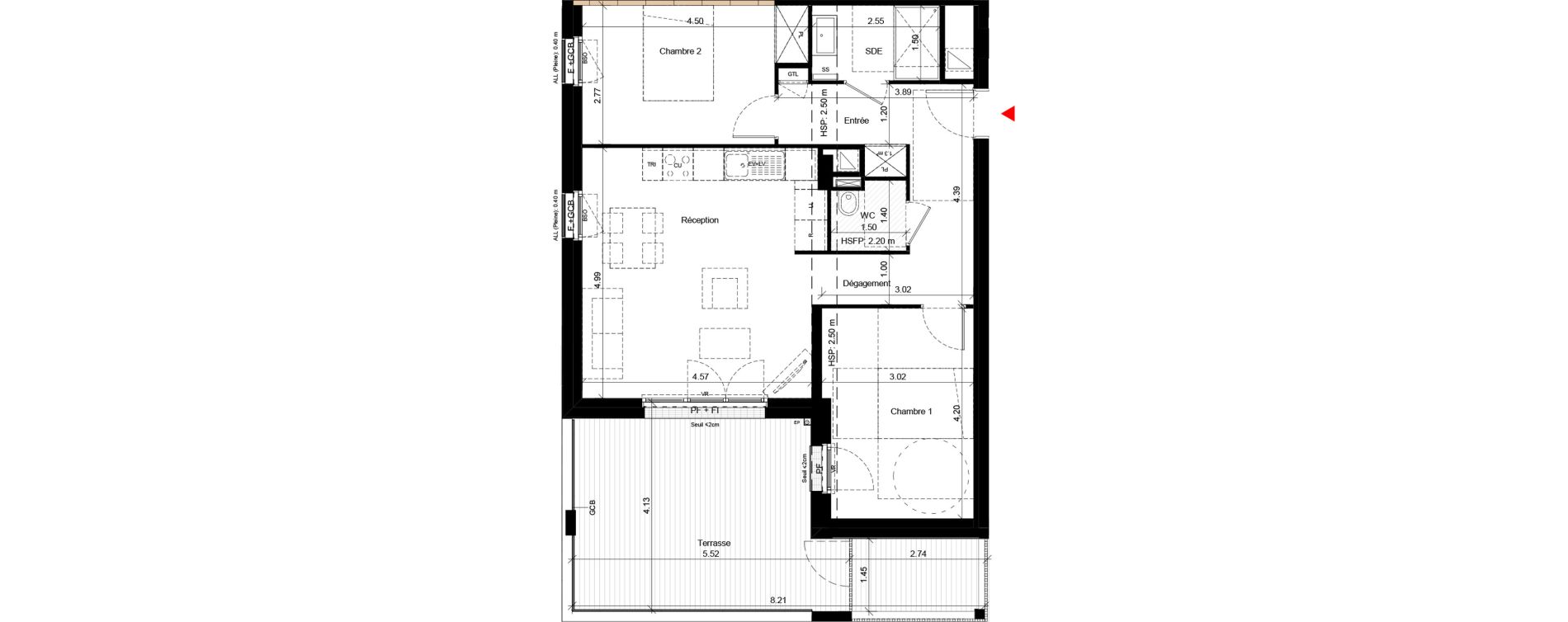 Appartement T3 de 64,00 m2 &agrave; Villeurbanne Gratte-ciel - dedieu - charmettes
