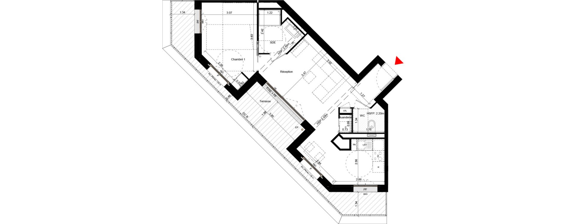 Appartement T2 de 50,20 m2 &agrave; Villeurbanne Gratte-ciel - dedieu - charmettes