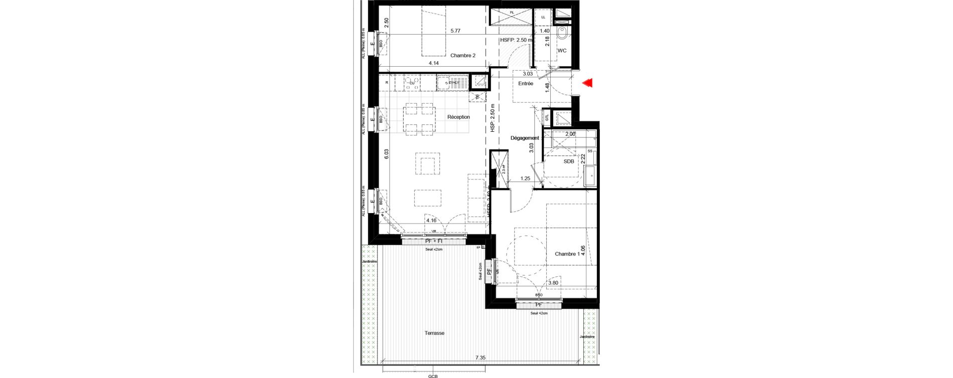 Appartement T3 de 71,40 m2 &agrave; Villeurbanne Gratte-ciel - dedieu - charmettes