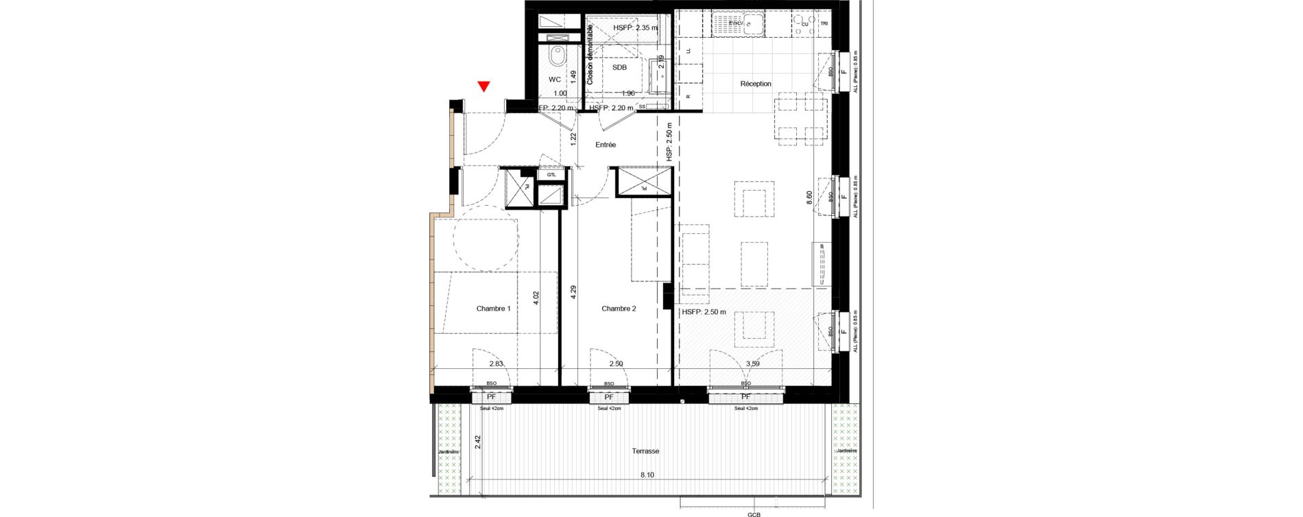 Appartement T3 de 67,60 m2 &agrave; Villeurbanne Gratte-ciel - dedieu - charmettes