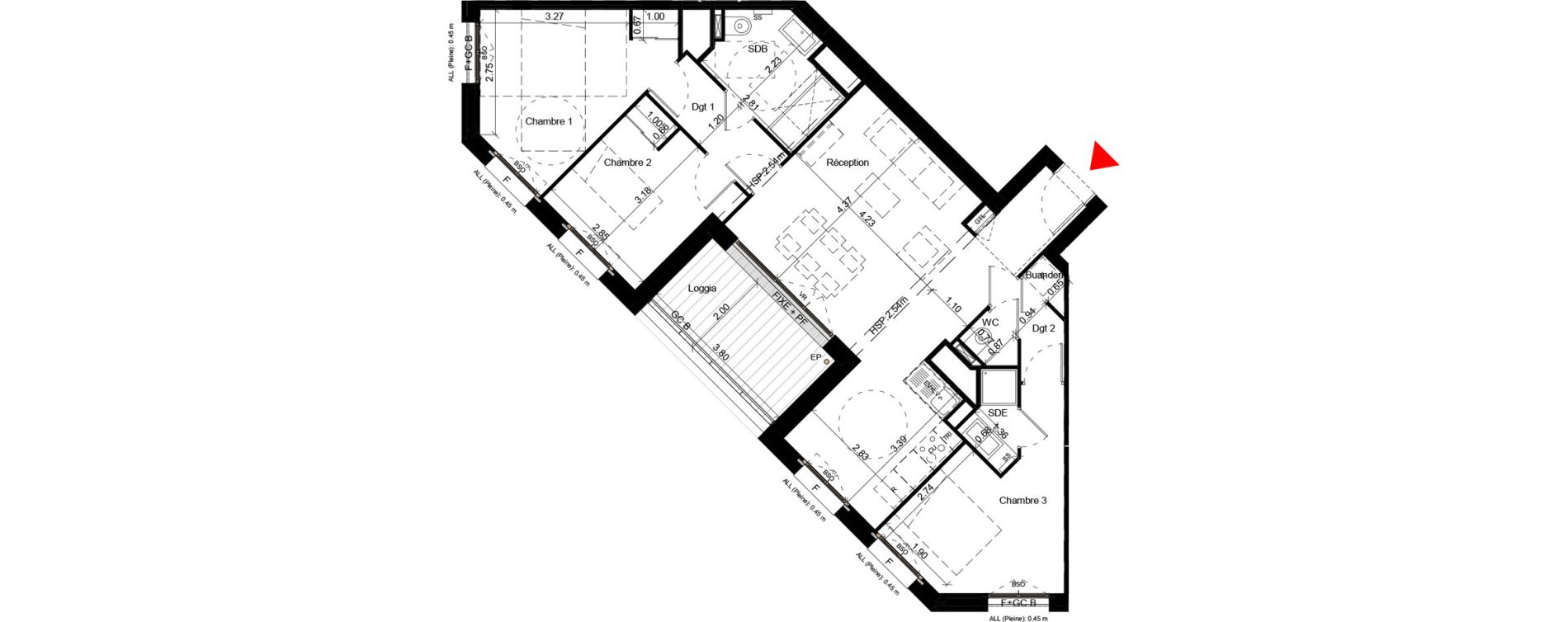 Appartement T4 de 81,20 m2 &agrave; Villeurbanne Gratte-ciel - dedieu - charmettes