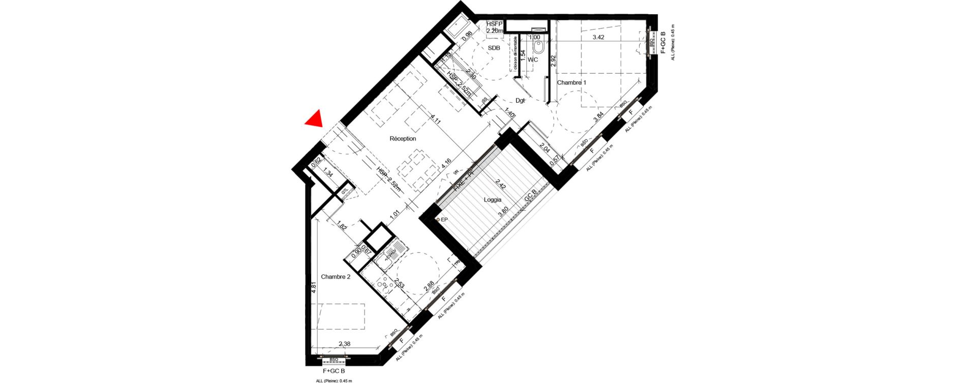 Appartement T3 de 68,10 m2 &agrave; Villeurbanne Gratte-ciel - dedieu - charmettes