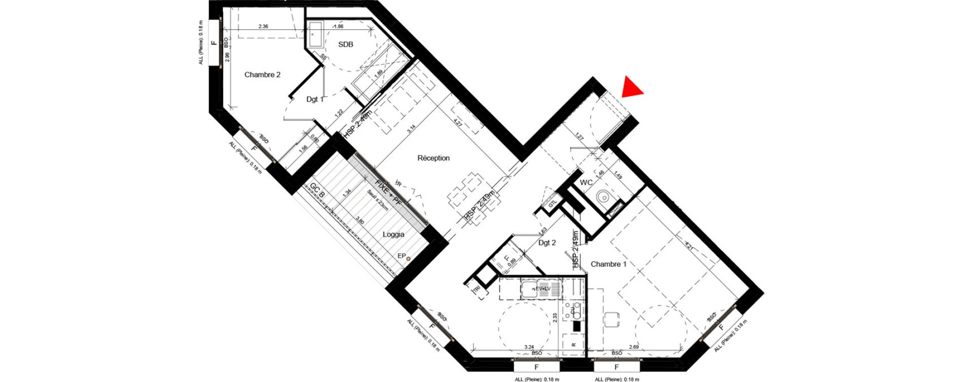 Appartement T3 de 70,00 m2 &agrave; Villeurbanne Gratte-ciel - dedieu - charmettes