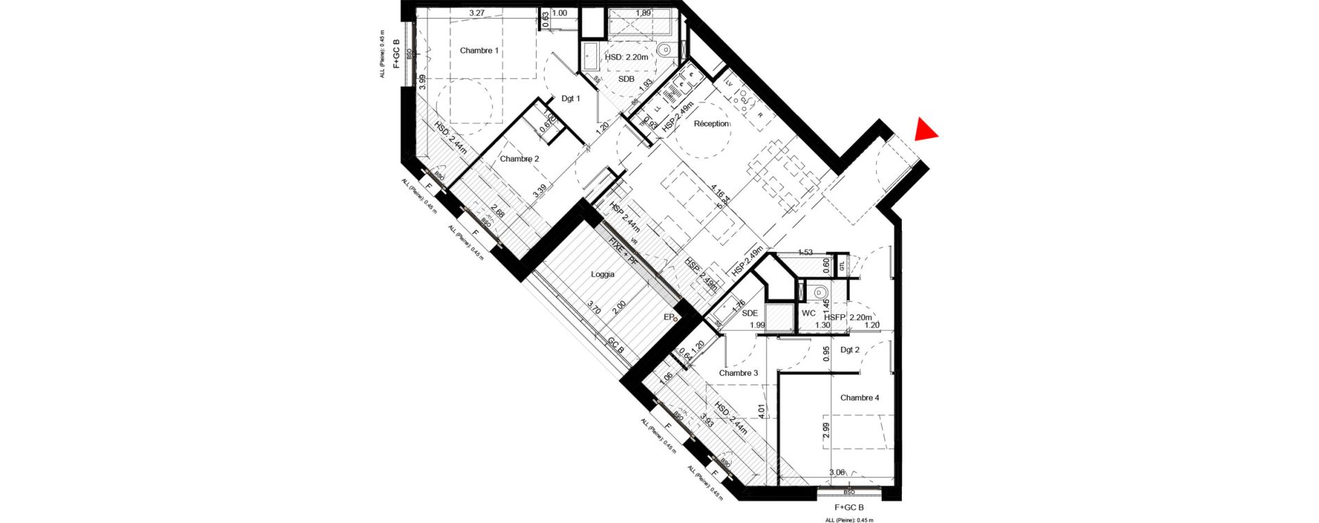 Appartement T5 de 92,20 m2 &agrave; Villeurbanne Gratte-ciel - dedieu - charmettes
