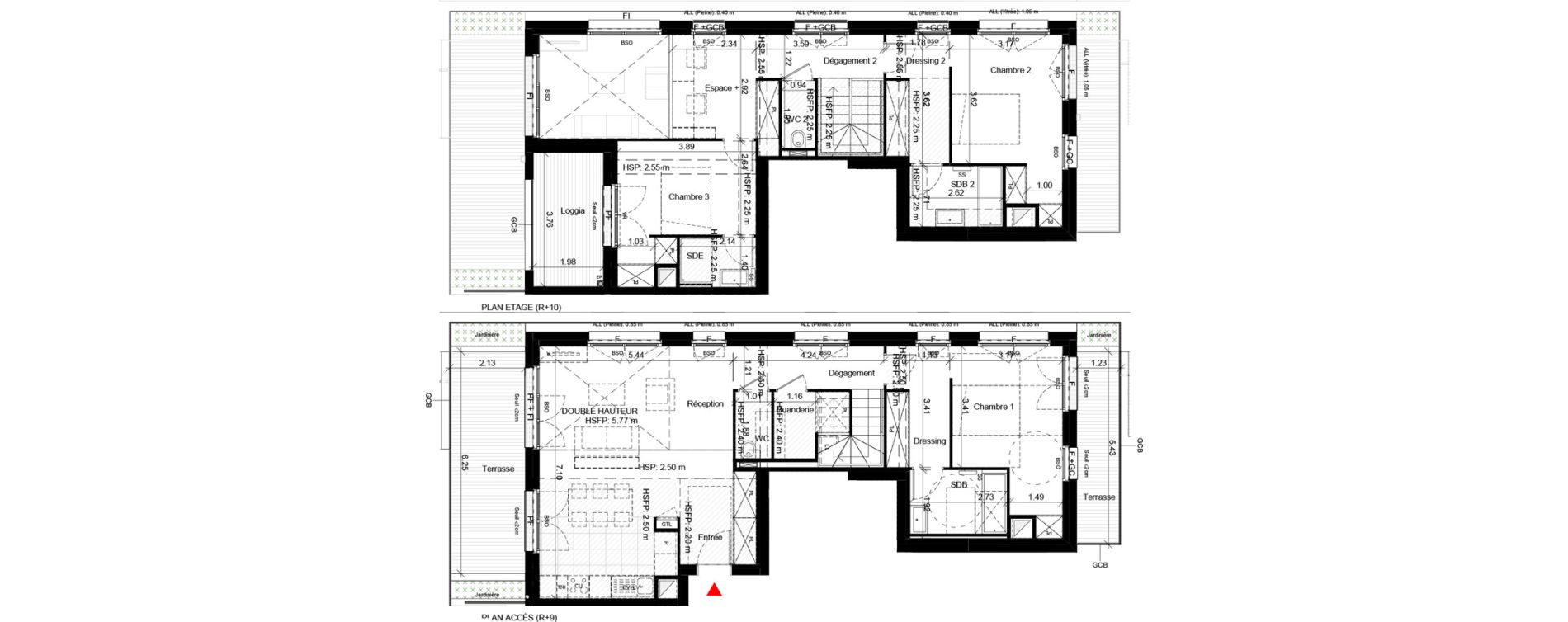 Duplex T4 de 126,20 m2 &agrave; Villeurbanne Gratte-ciel - dedieu - charmettes