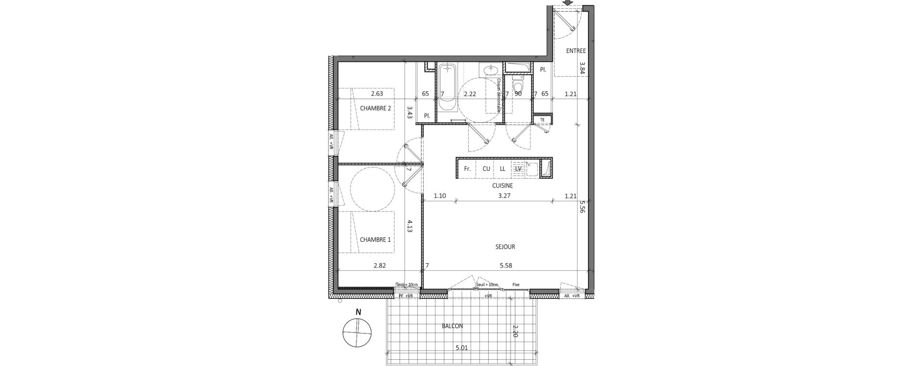 Appartement T3 de 64,43 m2 &agrave; Aix-Les-Bains Centre