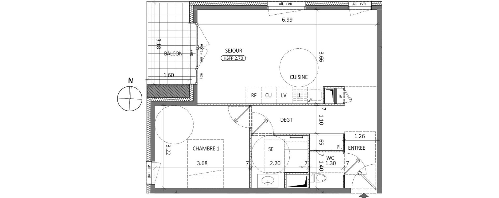 Appartement T2 de 51,52 m2 &agrave; Aix-Les-Bains Centre
