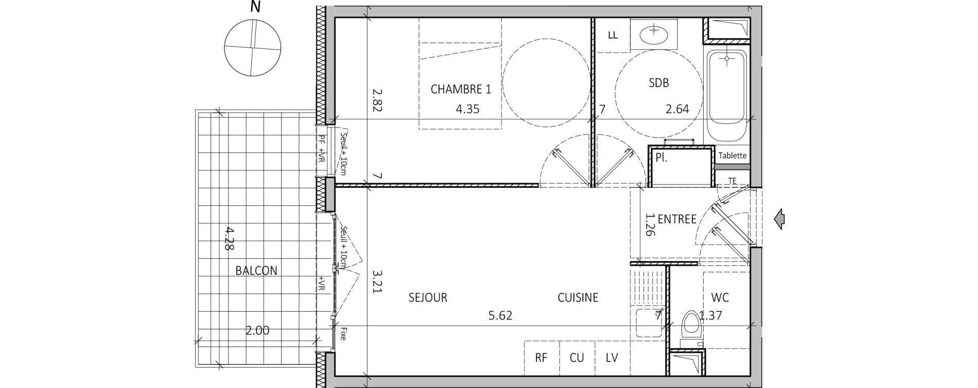 Appartement T2 de 41,15 m2 &agrave; Aix-Les-Bains Centre