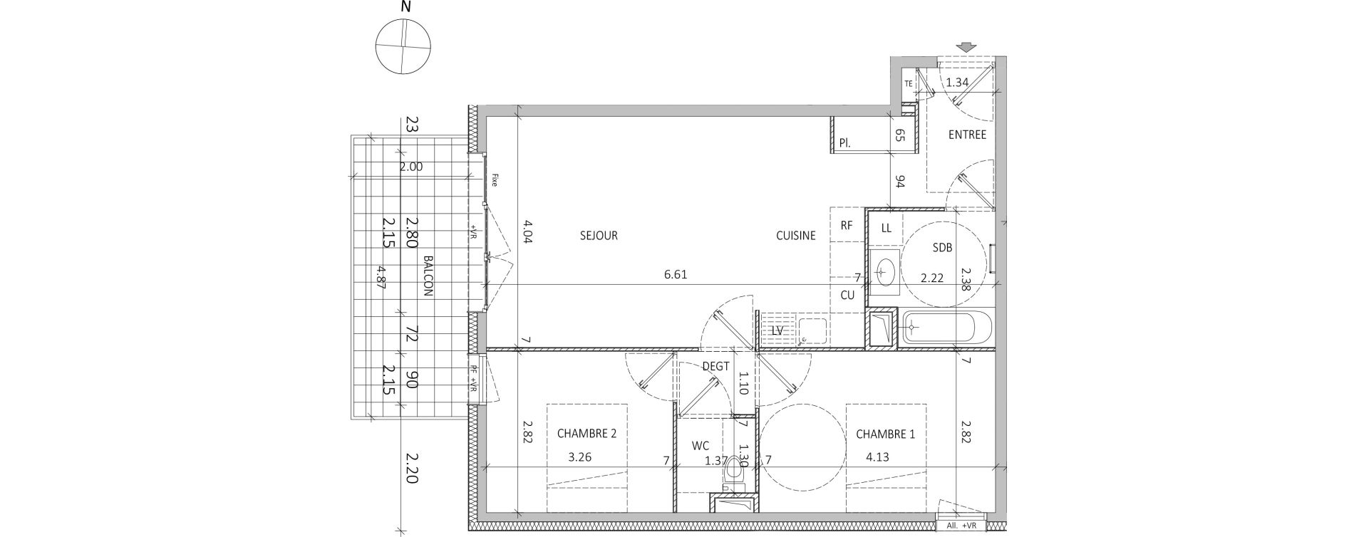 Appartement T3 de 60,55 m2 &agrave; Aix-Les-Bains Centre