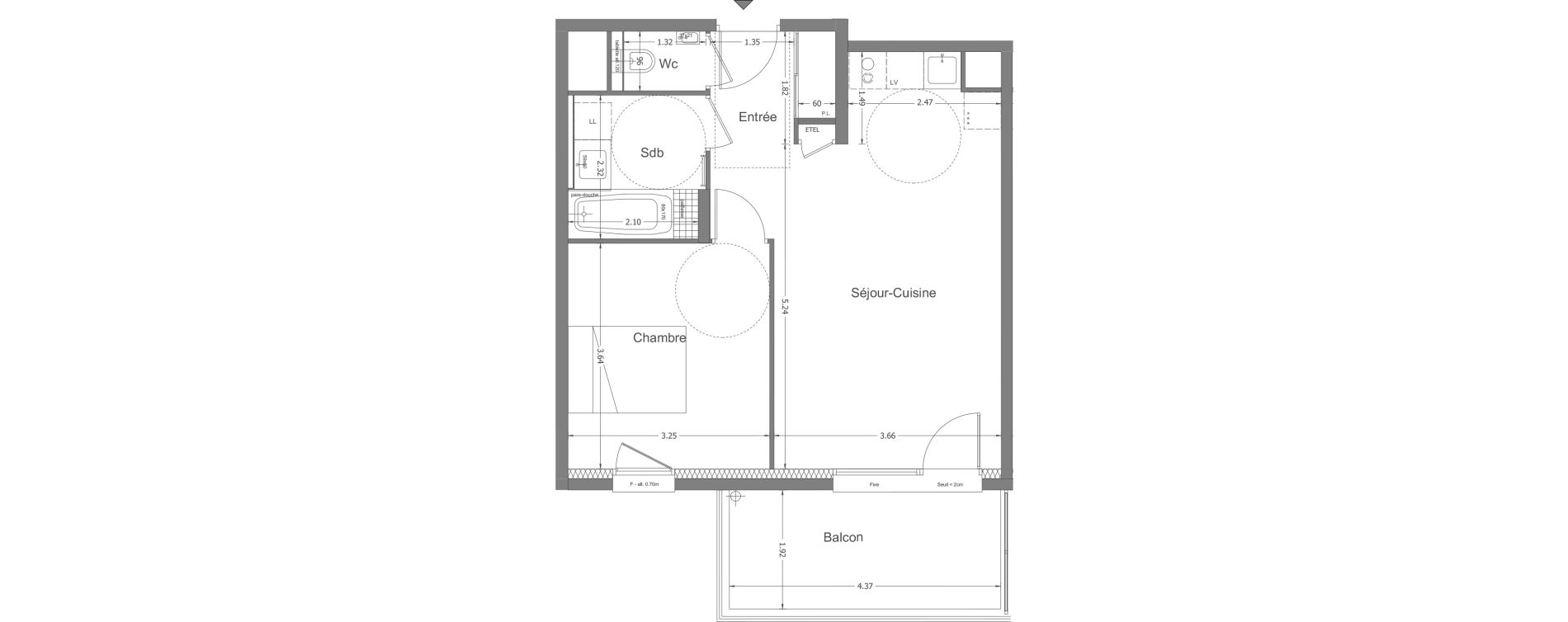 Appartement T2 de 45,31 m2 &agrave; Aix-Les-Bains Saint-simond