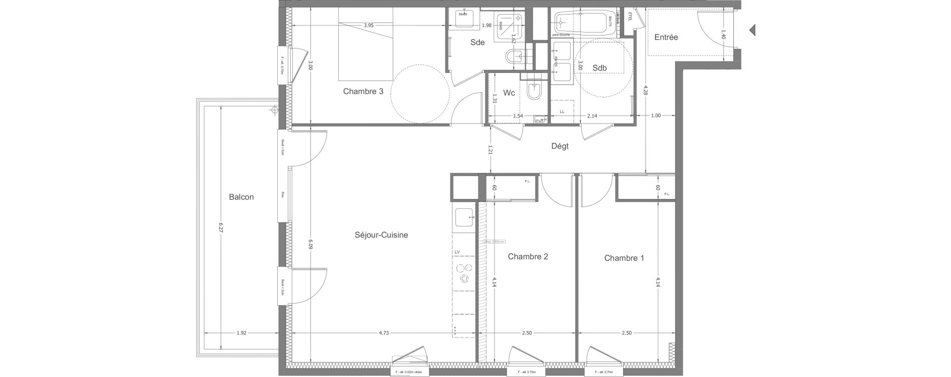 Appartement T4 de 87,57 m2 &agrave; Aix-Les-Bains Saint-simond