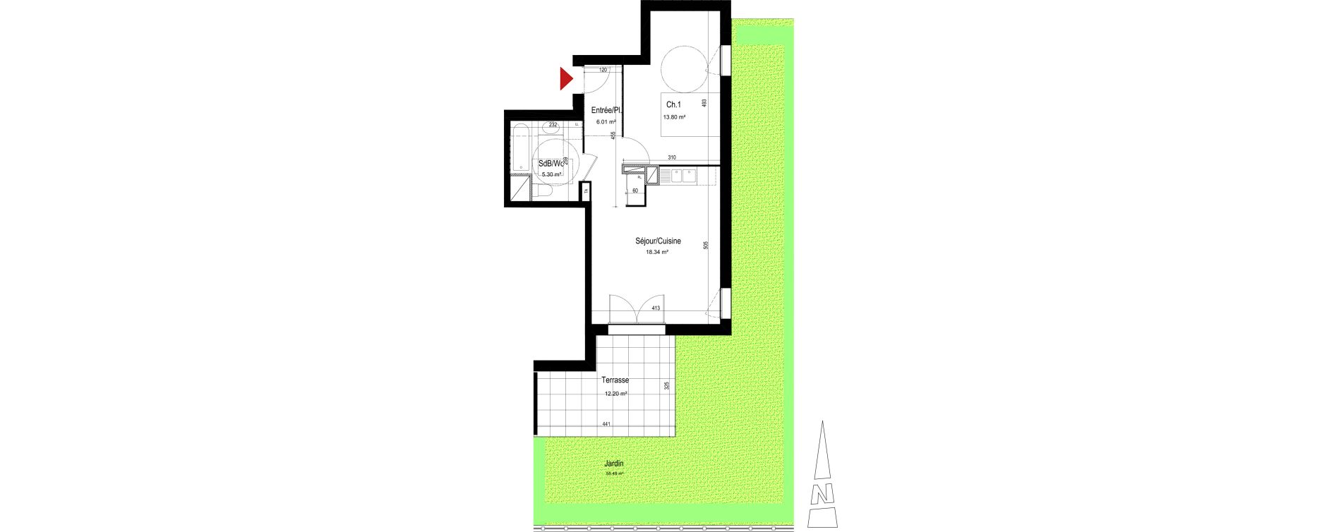 Appartement T2 de 43,45 m2 &agrave; Aix-Les-Bains Centre