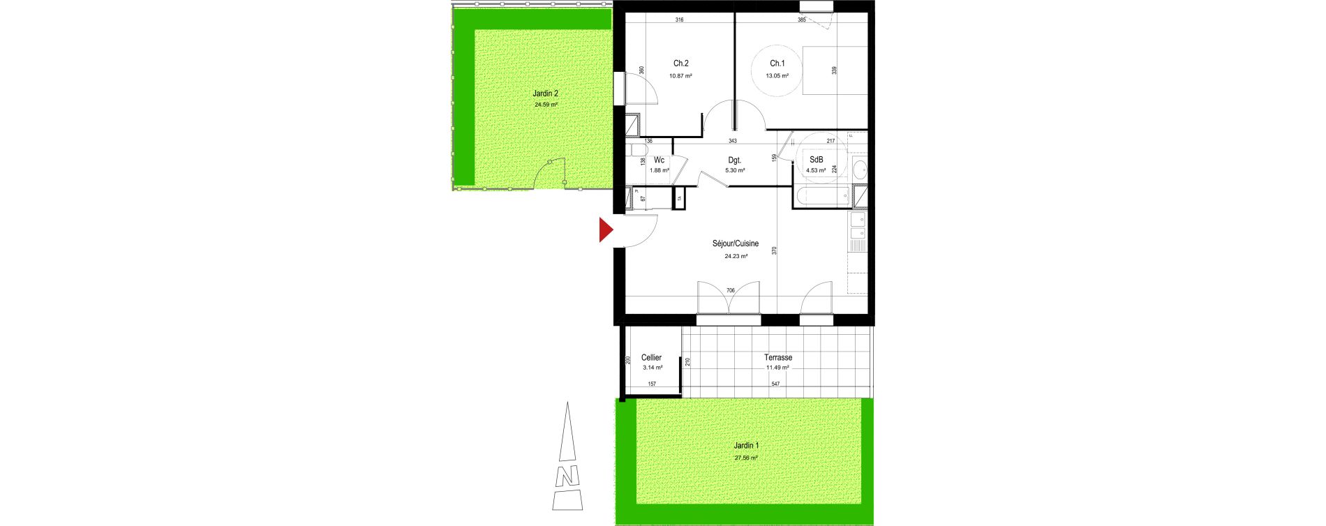 Appartement T3 de 59,86 m2 &agrave; Aix-Les-Bains Centre