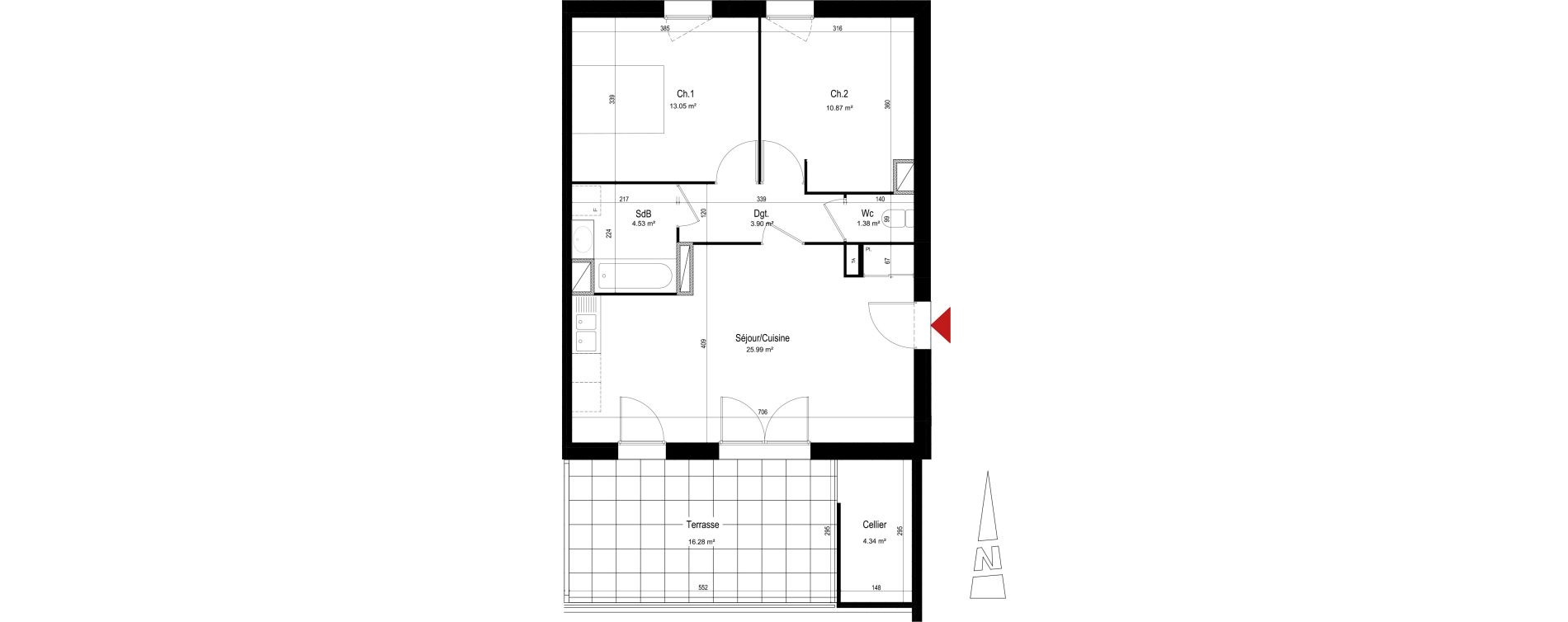 Appartement T3 de 59,72 m2 &agrave; Aix-Les-Bains Centre