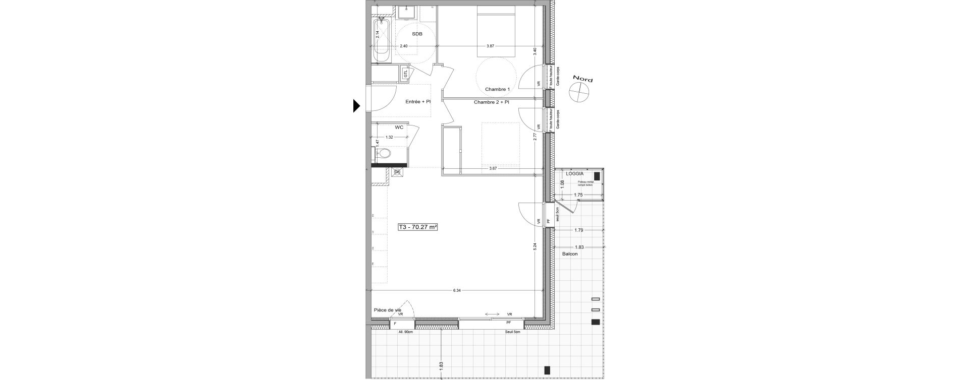 Appartement T3 de 70,27 m2 &agrave; Aix-Les-Bains Centre