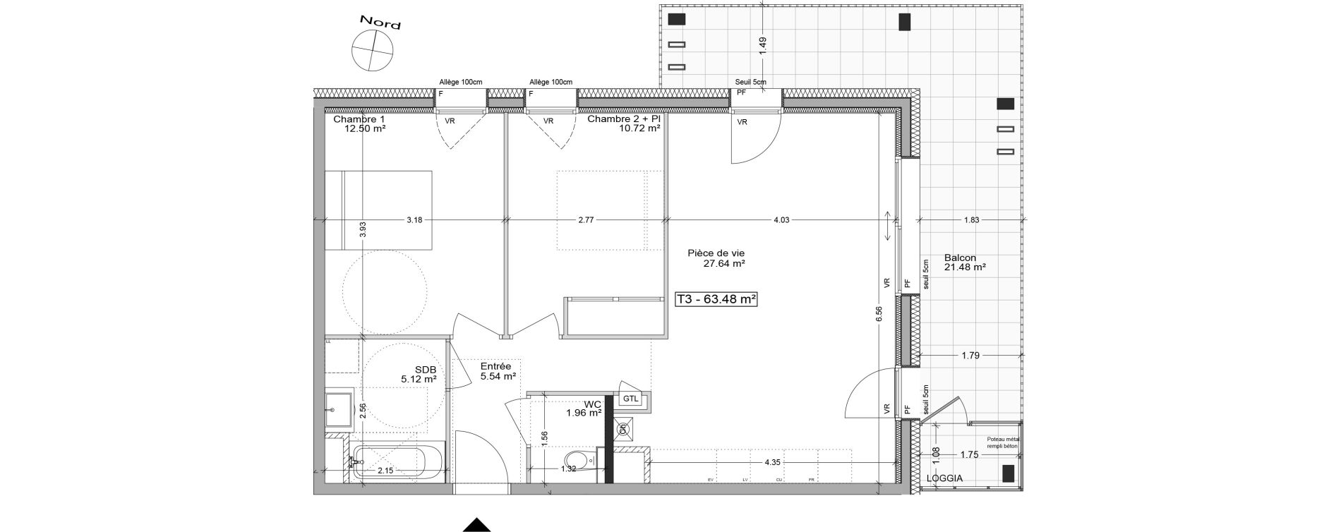 Appartement T3 de 63,48 m2 &agrave; Aix-Les-Bains Centre