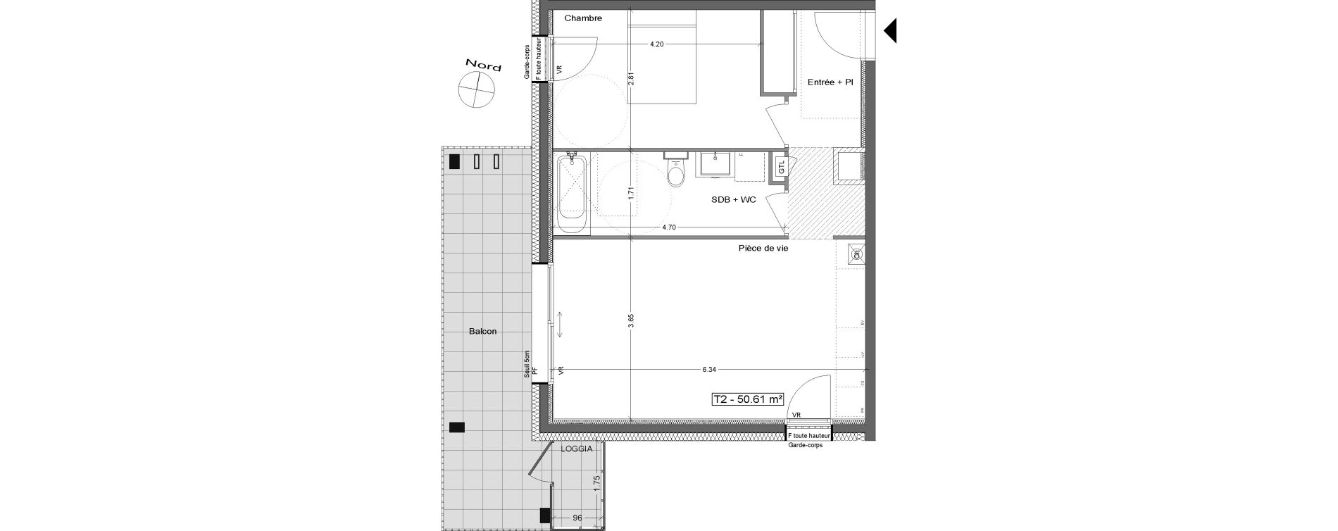Appartement T2 de 50,61 m2 &agrave; Aix-Les-Bains Centre