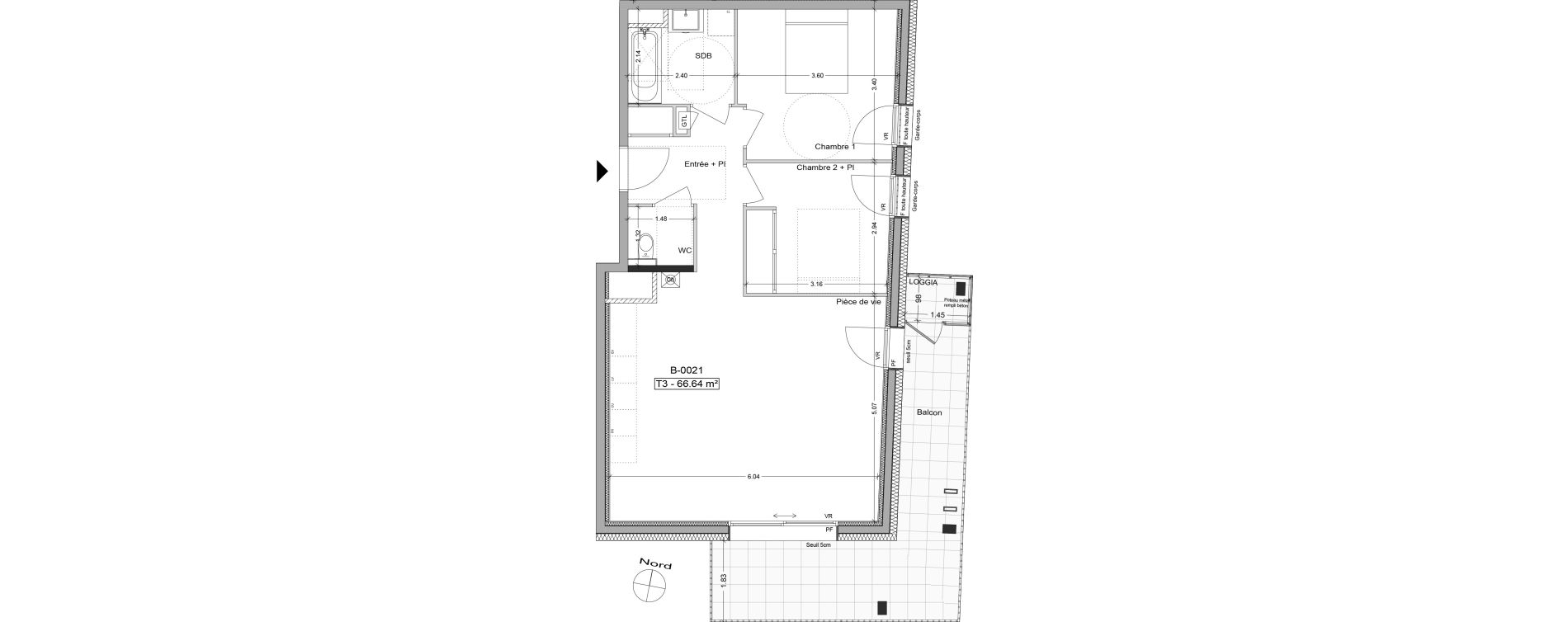 Appartement T3 de 66,64 m2 &agrave; Aix-Les-Bains Centre