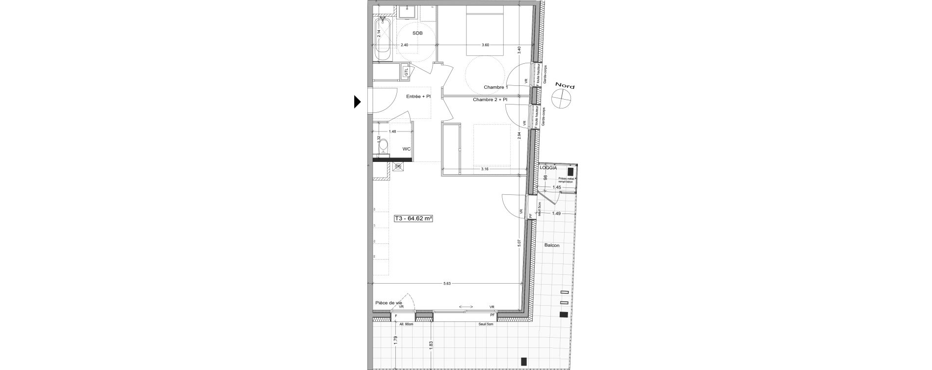 Appartement T3 de 64,62 m2 &agrave; Aix-Les-Bains Centre