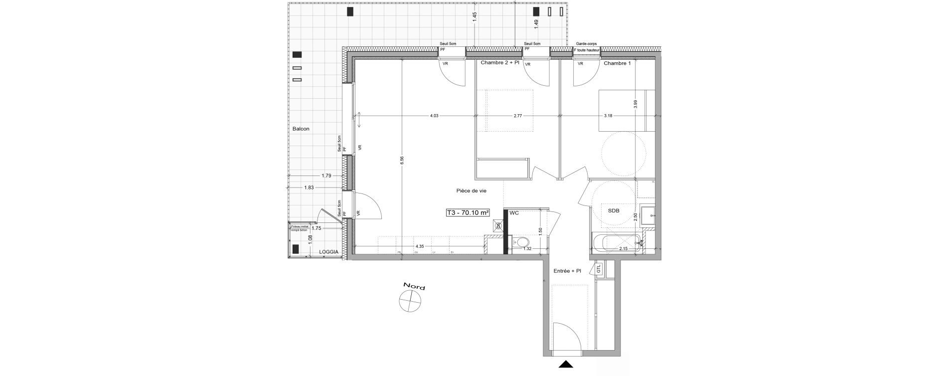 Appartement T3 de 70,10 m2 &agrave; Aix-Les-Bains Centre