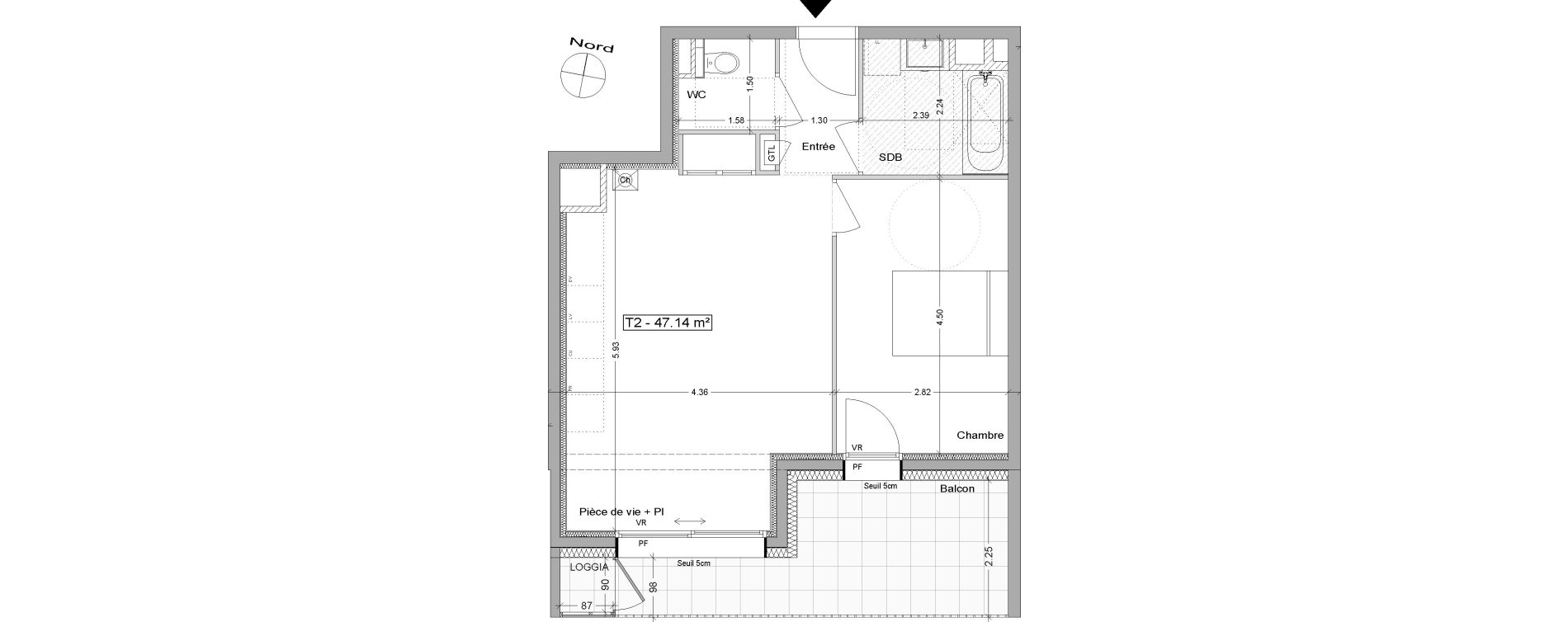 Appartement T2 de 47,14 m2 &agrave; Aix-Les-Bains Centre