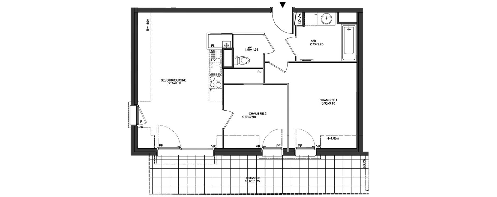 Appartement T3 de 54,25 m2 &agrave; Aix-Les-Bains Centre