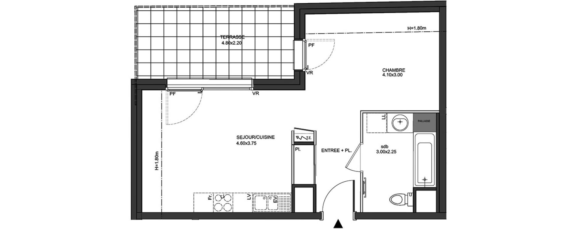 Appartement T1 de 36,83 m2 à Aix-Les-Bains Centre