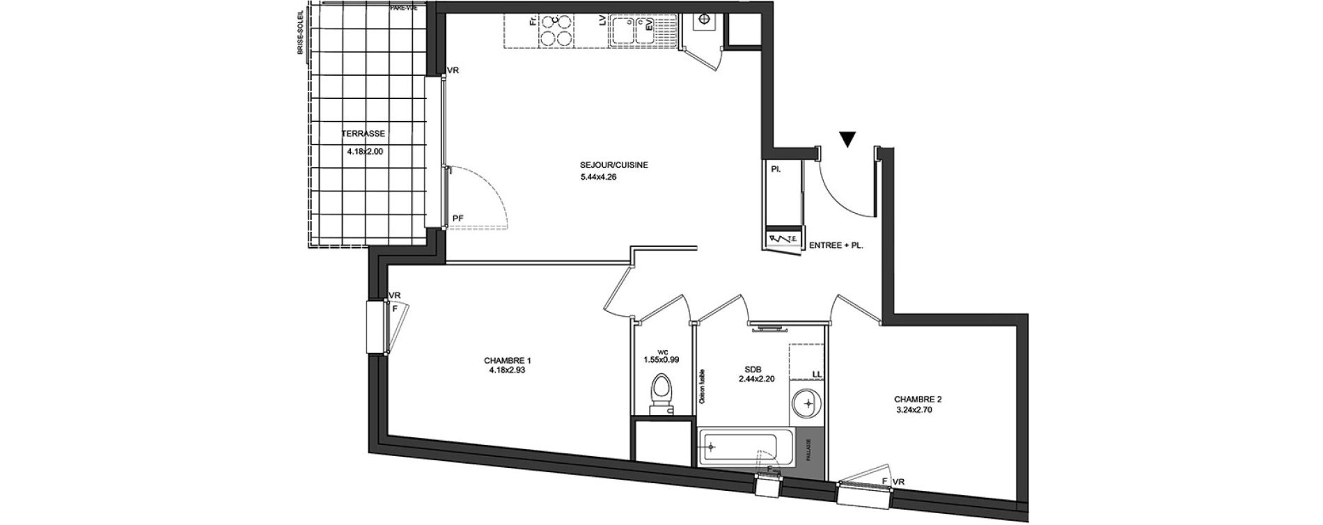 Appartement T3 de 59,63 m2 &agrave; Aix-Les-Bains Centre
