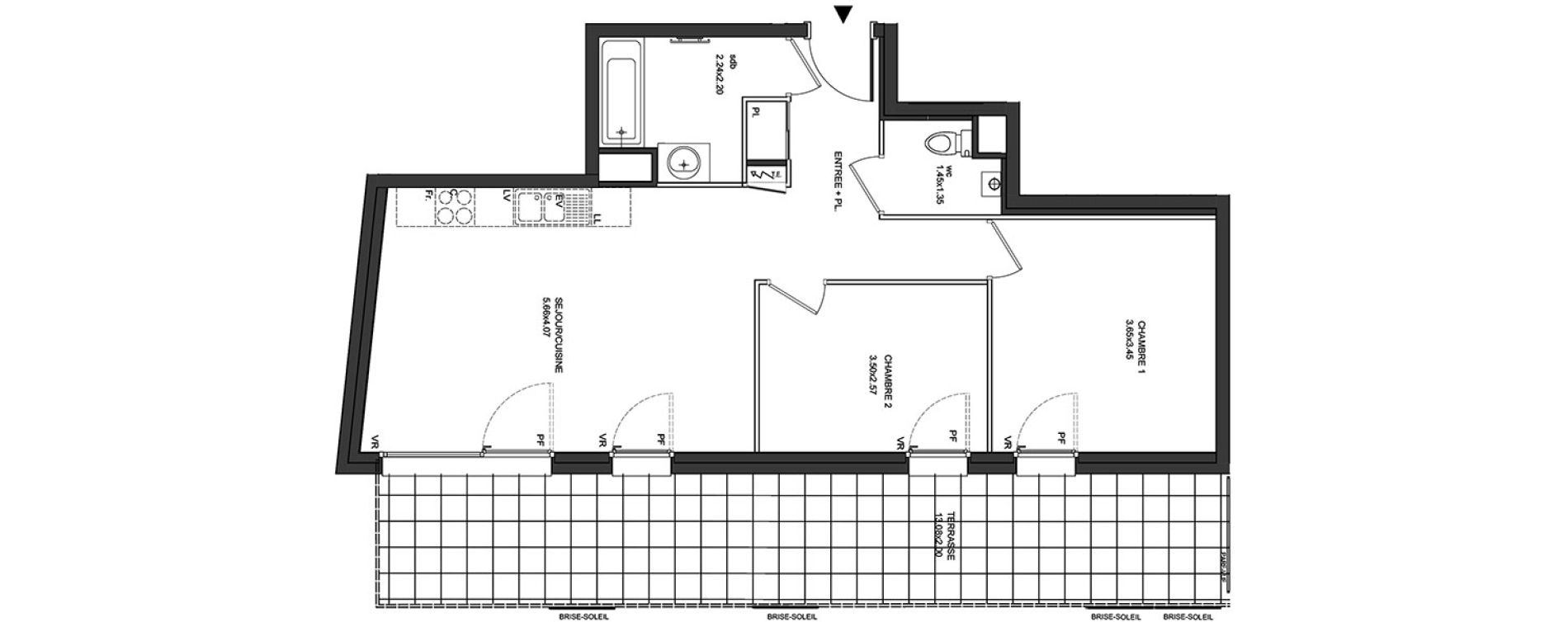 Appartement T3 de 60,49 m2 &agrave; Aix-Les-Bains Centre