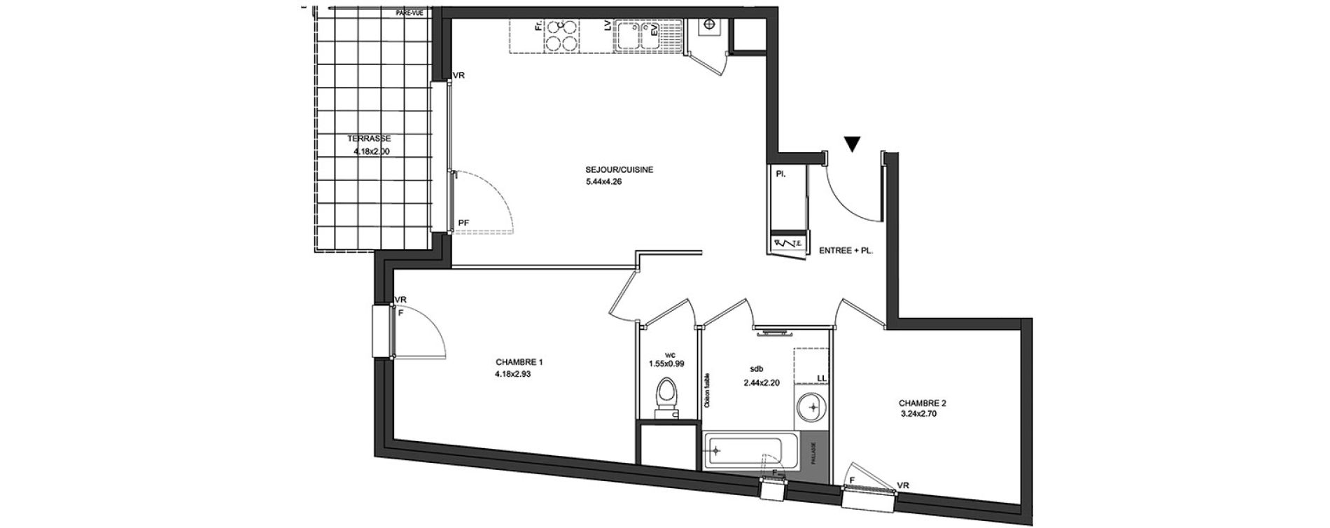 Appartement T3 de 59,63 m2 &agrave; Aix-Les-Bains Centre