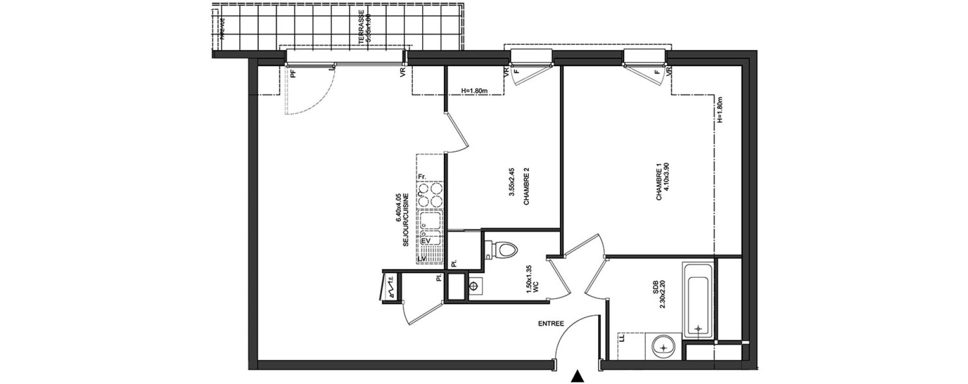 Appartement T3 de 58,62 m2 &agrave; Aix-Les-Bains Centre