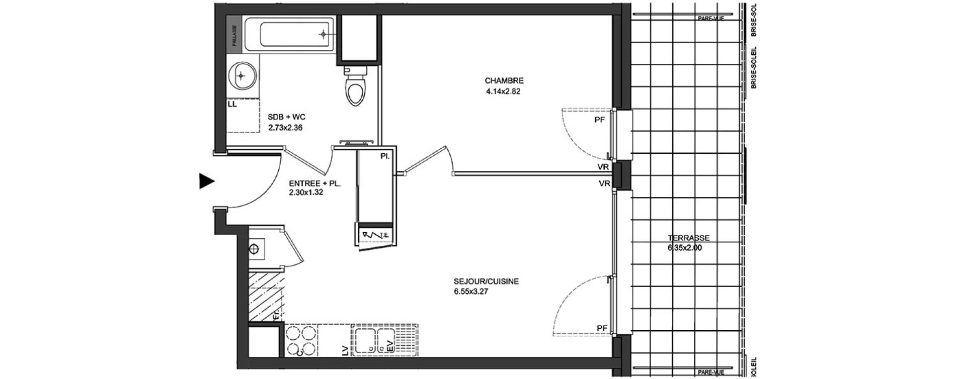 Appartement T2 de 39,41 m2 &agrave; Aix-Les-Bains Centre