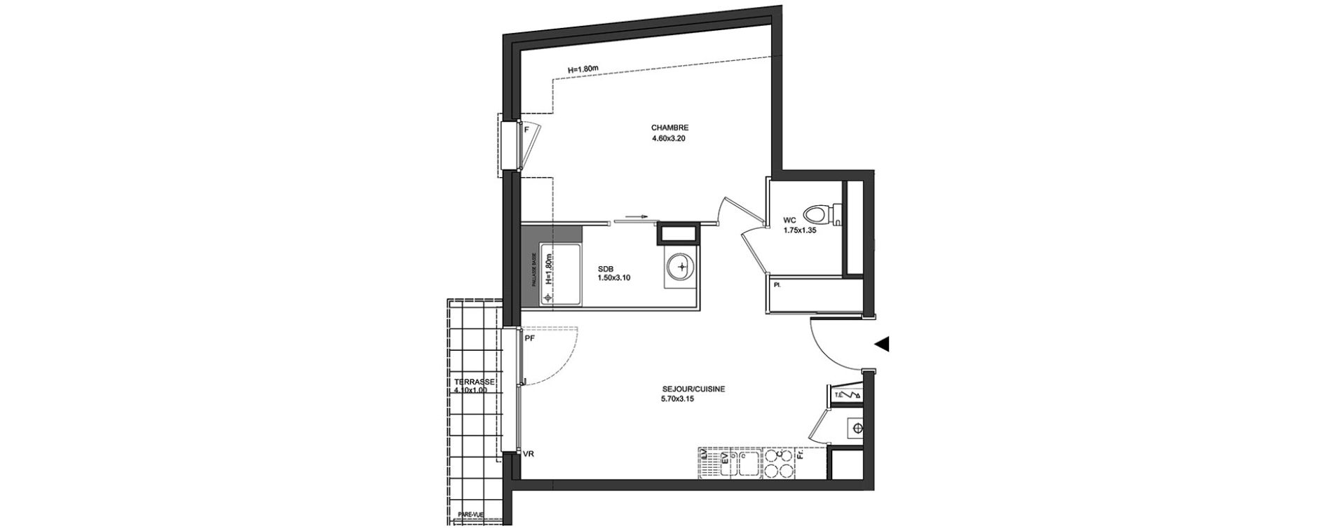 Appartement T2 de 40,17 m2 &agrave; Aix-Les-Bains Centre