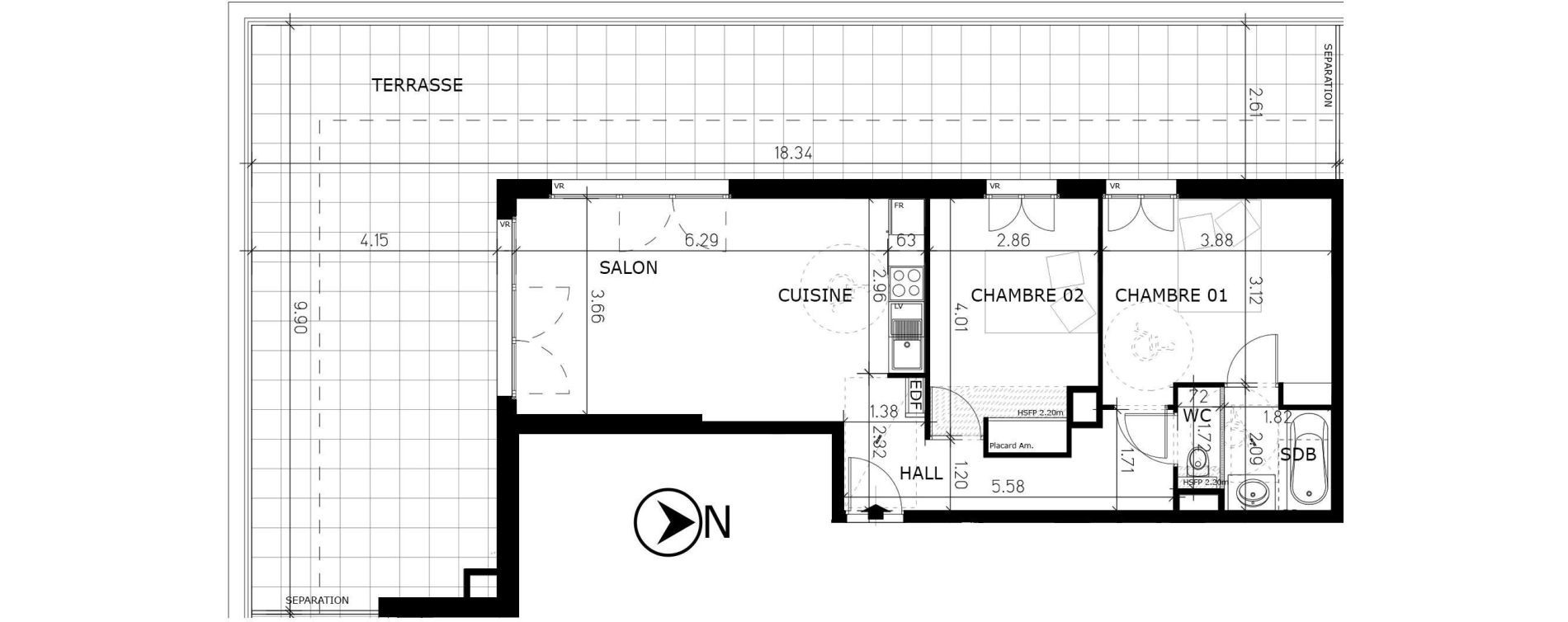 Appartement T3 de 65,29 m2 &agrave; Aix-Les-Bains Lepic