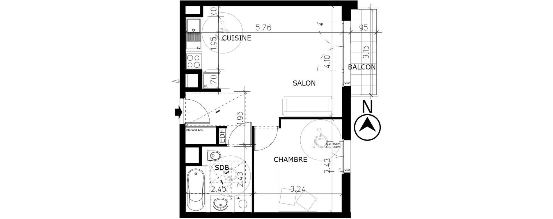 Appartement T2 de 41,59 m2 &agrave; Aix-Les-Bains Lepic