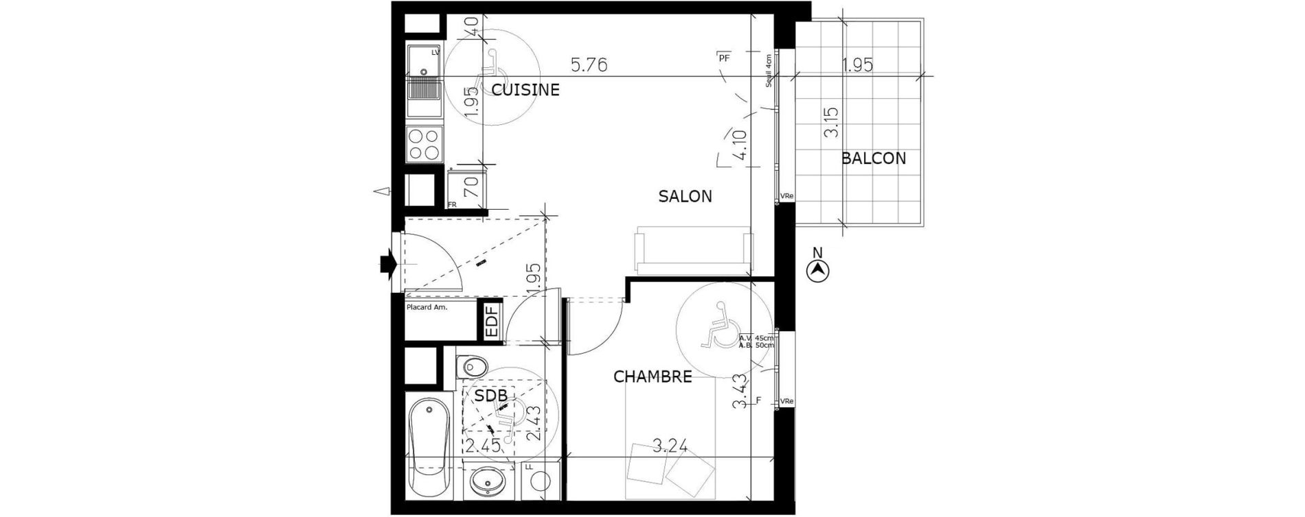 Appartement T2 de 41,59 m2 &agrave; Aix-Les-Bains Lepic