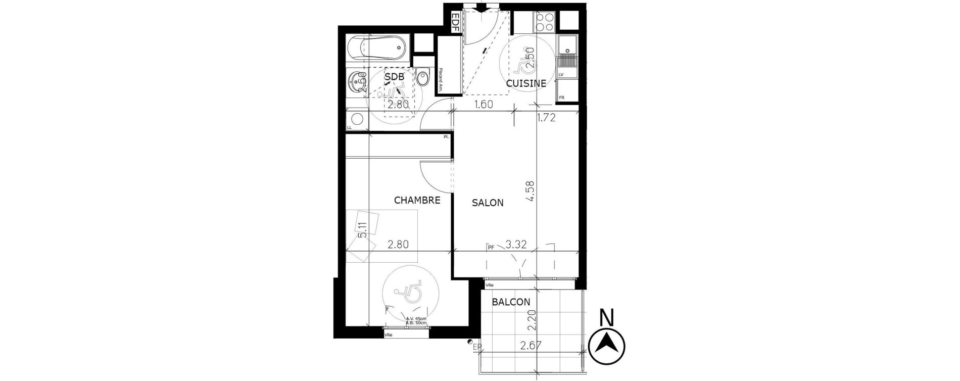 Appartement T2 de 44,58 m2 &agrave; Aix-Les-Bains Lepic