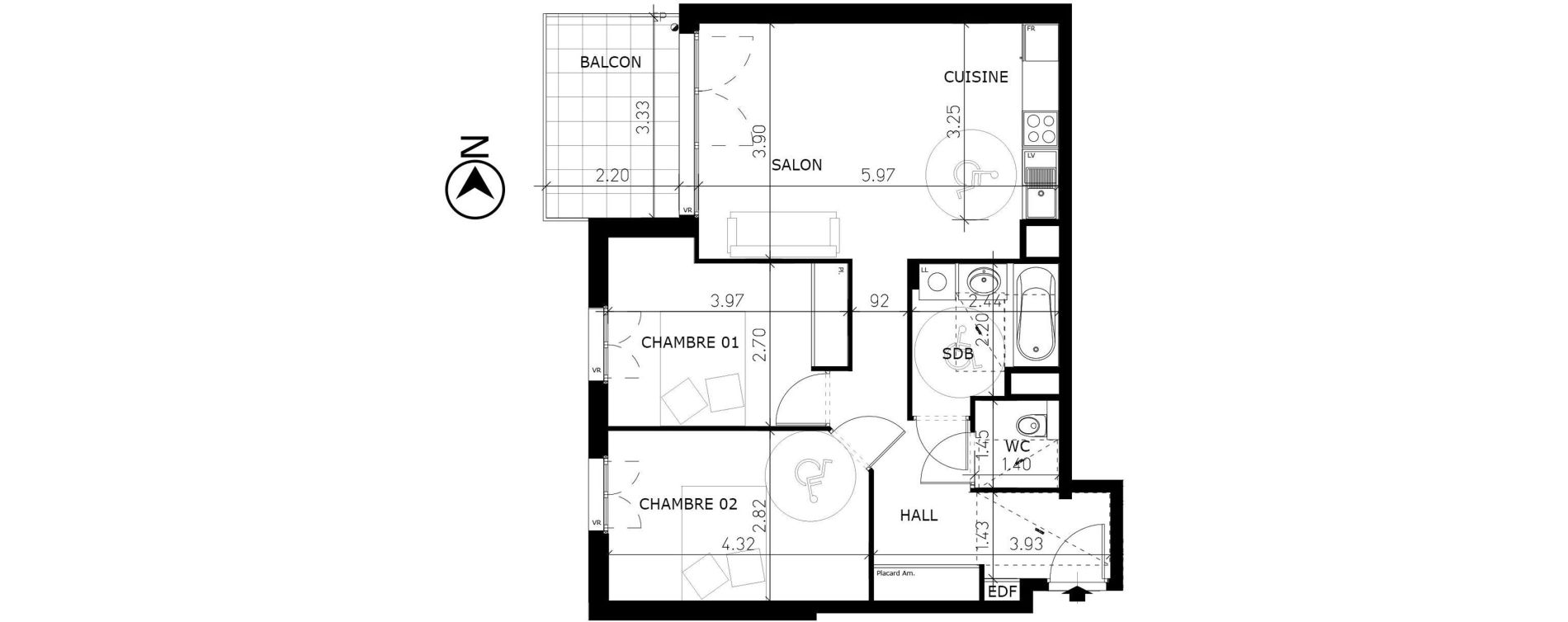 Appartement T3 de 64,27 m2 &agrave; Aix-Les-Bains Lepic