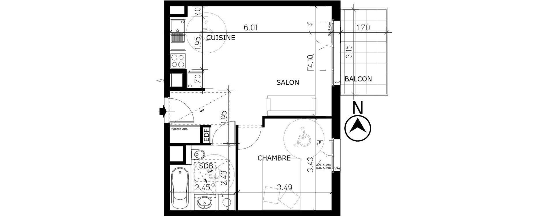 Appartement T2 de 43,48 m2 &agrave; Aix-Les-Bains Lepic