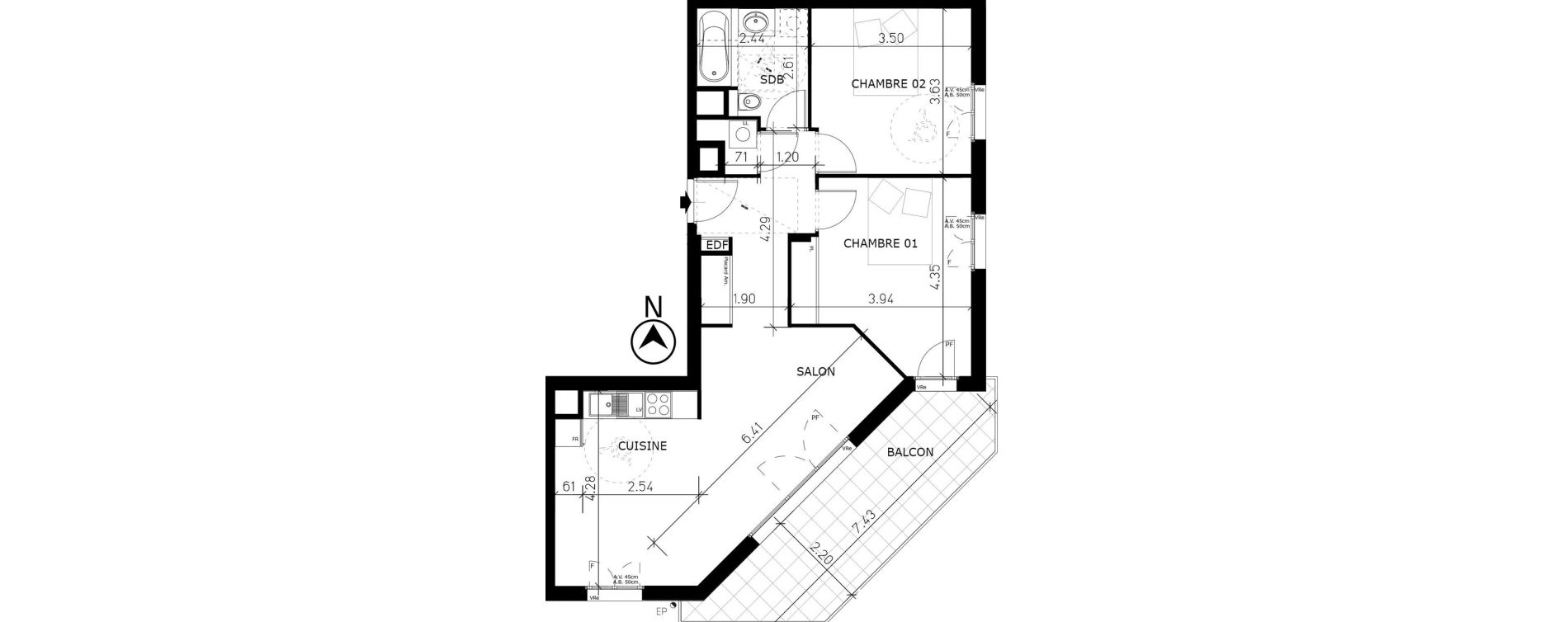 Appartement T3 de 68,83 m2 &agrave; Aix-Les-Bains Lepic