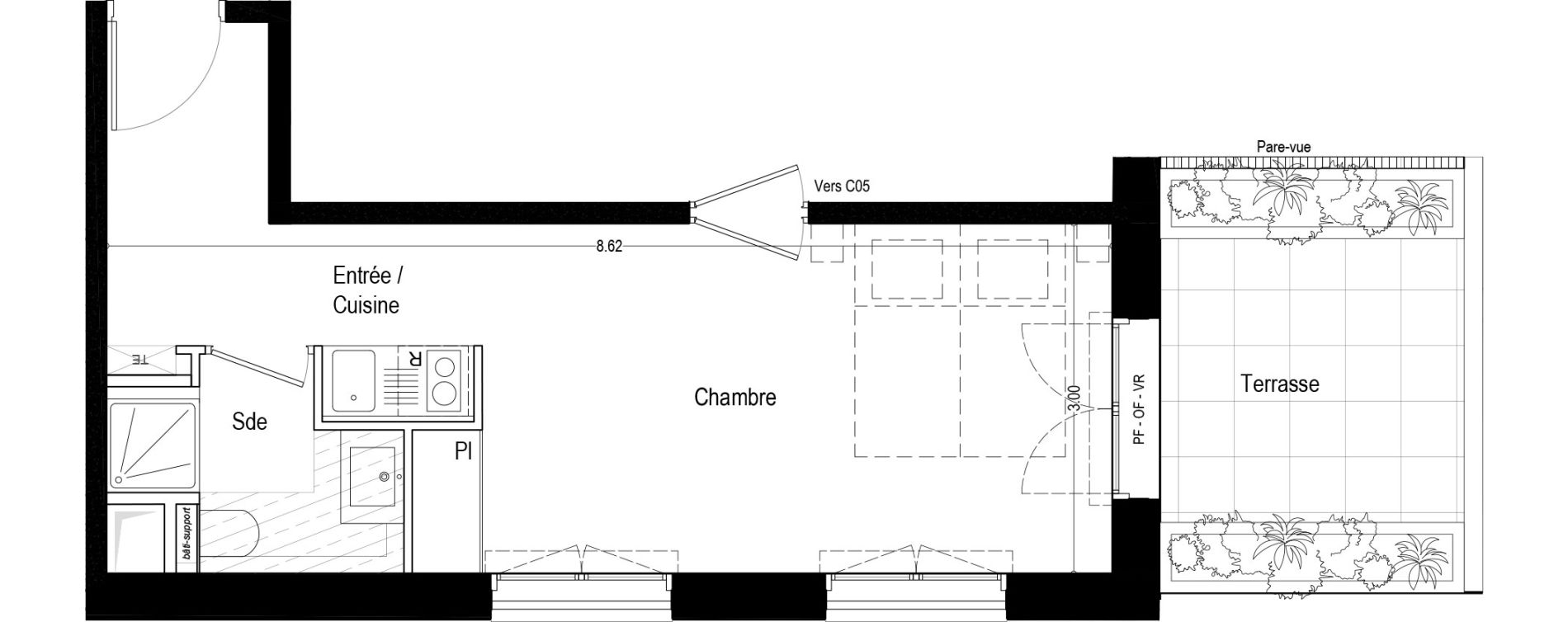 Appartement T1 meubl&eacute; de 27,00 m2 &agrave; Aix-Les-Bains Rondeau - bord du lac